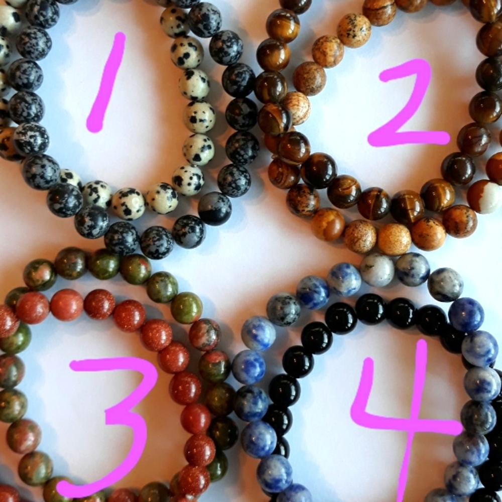 Pair Gemstone Stretch Bracelets - Picture 2 of 4